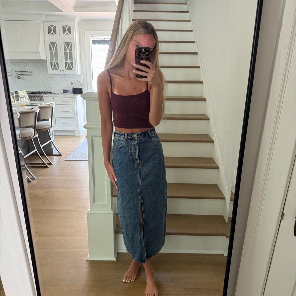 Rollas denim maxi skirt